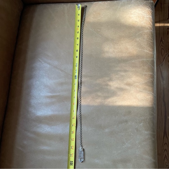 Quartz crystal lariat necklace silver rolo chain layer minimal luxe Y necklace - Picture 6 of 7